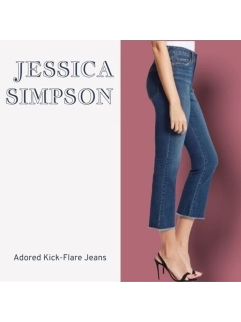 JESSICA SIMPSON Adored Kick Flared Cropped Jeans 32R